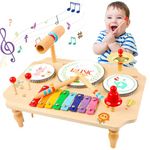 XIAPIA Kids Drum Kit, Baby Drum Musical Instruments Toys for 1 Year Old, Toddler Drum Set with Xylophone for Kids, Percussion Musical Instruments Toys Birthday Gifts for Children Boys and Girls