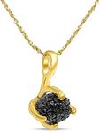 Natural raw black diamond chain pendant necklace with yellow gold over 925 sterling silver, april birthstone dainty solitaire gift for her, uniquelan jewelry (black-diamond)