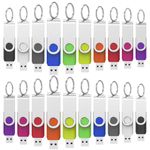 Wooolken 20Pack 1GB USB 2.0 USB Stick with Keychains,Swivel USB Flash Drive Memory Stick Thumb Drive for PC Laptop Computer（Mixcolors）