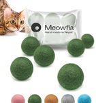 MEOWFIA Wool Ball Toys - 6-Pack of Safe for Cats and Small Dogs Balls - 1.5 Inch Felted Wool Cat Toy and Dog Toy - Perfect with Cat Cave - Silent - Mini Tennis Balls - (1,5in/Green)