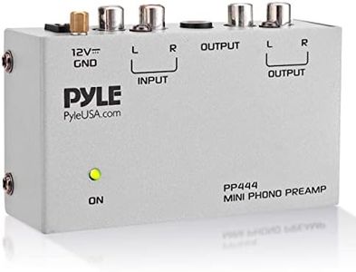 Pyle Phono Turntable Preamp - Mini Electronic Audio Stereo Phonograph Preamplifier with RCA Input, RCA Output & Low Noise Operation Powered by 12 Volt DC Adapter (PP444), Gray