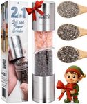 Eparé Dual Salt and Pepper Grinder Combo - 2 in 1 Refillable Peppermill Grinders - Modern Pink Himalayan Salt Grinder - Stainless Steel Manual Salt & Pepper Mill Shakers