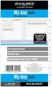 AT-A-GLANCE 2025 Planner, Daily & Monthly, 3-3/4" x 6-3/4", Portable Size, Two Page Per Day Refill, Loose-Leaf (471-225-25)