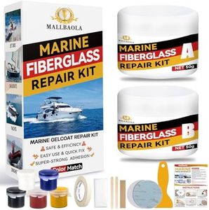 Marine Fiberglass Repair Kit for Boats, Gel Coat Repair Kit for Boats, Fiberglass Boat Repair kit, Epoxy Filler for Fiberglass Boats, Fiberglass Kit Fix Holes Chips Pits and Deep Cracks (Color Match)