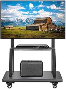 Hellsehen Mobile TV Stand,Rolling TVs Cart on Wheels Height Adjustable Heavy-Duty Floor Stand Base for 32-75 Inch LCD LED OLED Flat Panel Screens Smartboard Movable Holds up to 100lbs with Shelf