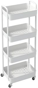 Cozioz 4-Tier Rolling Utility Cart - Multi-Functional Storage Trolley with Handle and Wheels, White