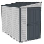 Duramax SideMate PLUS 4 x 8 (2.95 m2) Plastic Garden Shed with Metal Foundation Kit, Reversible Door, Strong Metal Roof Structure, Maintenance-Free Vinyl Shed - Dark Grey