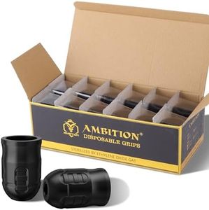 Ambition Mars-U P1 Disposable Tattoo Grips - 12Pcs 38MM Professional Tattoo Rubber Grip Cover with Click Adjust System Supply for Rotary Mars-U, Seher & Paco Tattoo Pen Machine Gun