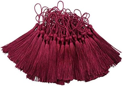 100pcs 13cm/5'' Silky Floss Bookmark Tassels with 2-Inch Cord Loop and Small Chinese Knot for Jewelry Making, Souvenir, Bookmarks, DIY Craft Accessory (Wine Red)