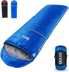 QEZER Down Sleeping Bag for Adults 0 Degree 600 Fill Power Cold Weather Ultralight Sleeping Bag with Compression Sack for Backpacking, Hiking, Camping