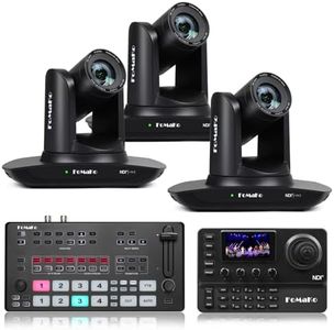 FoMaKo AI Auto Tracking NDI PTZ Camera 20x Optical Zoom(3pcs),KC606N PTZ Controller, M2 Video Mixer Switcher for Church Worship Education Conference Events, NDI PTZ Bundle(FMK20UH NDI-B x3+M2+KC606N)