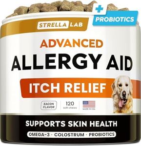 StrellaLab Dog Allergy Relief & Anti Itch Support Chews w/Omega 3: Real Ingredients, Real Taste! Skin & Coat Immune Supplement w/Fish Oil, Pumpkin & Enzymes — Developed by Experts - Made in USA -120Ct