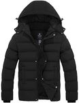 Wantdo Men's Winter Coat Hoodie Padded Cotton Jacket(Black,Small)