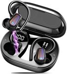 OYIB Wireless Earbuds Sport, Mini Bluetooth 5.4 Headphones with 4 ENC Mic, 50H Playtime Wireless Headphones with Earhooks, LED Display, IP7 Waterproof Wireless Earphones for Running/Gym, Black