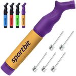 SPORTBIT Ball Pump for Sports Balls - Push & Pull Inflating System - Hand Pump for All Exercise Balls - Volleyball Pump, Basketball Inflator, Football & Soccer Ball Air Pump - Goes with 5 Needles Set