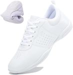 DADAWEN Girls White Cheer Shoes Youth Cheerleading Shoes Dance Athletic Training Tennis Lightweight Competition for Women Cheer Sneakers White US Size 7.5/EU Size 39