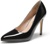 DREAM PAIRS Women's Closed Toe High Heels Dress Pointed Toe Wedding Pump Shoes,Size 7,Black/pat,Christian-New