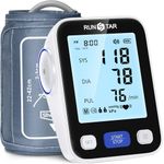 Runstar Upper Arm Blood Pressure Monitor with Wide Range Cuff (8.7'' -16.5'') for Home Use FSA/HSA Eligible, Automatic Digital BP Machine with Storage Bag, 2x99 Reading Memory