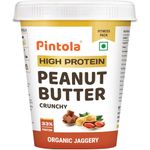 Pintola HIGH Protein ORGANIC JAGGERY Peanut Butter Crunchy 1kg with 33g Protein & 7g Fiber, Whey Protein Peanut Butter, Vegan Gluten Free, Zero Added Salt, Cholesterol Free, 100% Roasted Peanuts