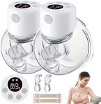 Hands Free Breast Pump, Wearable & Wireless Pump, Electric Portable Breast Breastfeeding Pump, 2 Modes & 9 Levels Double Electric Pump Portable, Smart Display, 2 Pack White