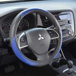 BDK Sporty Two Tone Ergonomic Grip Steering Wheel Cover - Massaging Gel Grip for Standard Size Wheels 14.5 - 15 inch Massaging Gel Grip Blue / Black