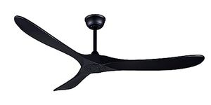 Bigzone 60" Black Ceiling Fan No Light, Energy Efficient DC Motor, 3 Brown Balsa Wood Blades, Wood Ceiling Fan with Remote Control, Reversible Blades