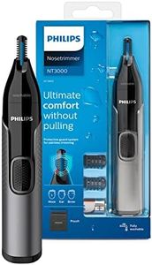 Philips Nose Trimmer Series 3000, Nose, Ear & Eyebrow Trimmer with Protective Guard System & Travel Pouch, NT3650/26