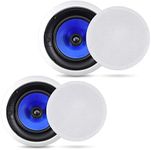Pyle 8” Ceiling Wall Mount Speakers, Pair of 2 Way Flush Mount Midbass Woofer Speaker System, Silk Dome Tweeter, 35Hz-20kHz Frequency Response & 300 Watts Peak Home Theater Sound System