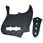 Dopro Diamond Plate 10-Hole 4 String Jazz Bass Pickguard Aluminum Diamond Plate J Bass JB Control Plate and Screws for American/Mexican Fender Jazz Bass Black