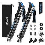 Glymnis Hiking Poles Trekking Poles Collapsible Walking Sticks, Lightweight Folding 7075 Aluminum Walking Sticks, Adjustable Quick Flip-Lock for Hiking,Camping, Trekking (Blue Black)