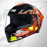 Studds Thunder D10 ISI and DOT Certified Full Face Graphic Helmet for Men and Women with Clear Visor and Painted Spoiler