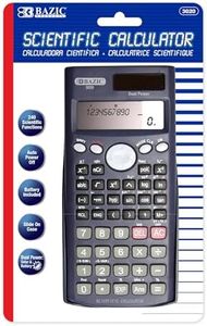 BAZIC Products Scientific Calculator 240 Function w/Slide-On Case, Engineering Calculators LCD Display, Great for Students and Professionals, Black, 12-Pack