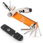 Multifunction Bicycle Tool Set, 15-in-1, Hex Wrenches, Torx, Spoke Wrenches, Chain Tool and More, Compact and Durable (Orange)