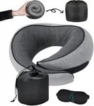 Umerci Travel Pillow for Flights & Car – Memory Foam Travel Neck Pillow for Travel, Neck Pillow for Travelling, Neck Rest Cushion for Sleeping, | Comfortable Head Support Pillow with Eye Mask (Grey)
