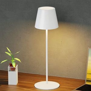GEPROSMA Cordless TouchTable Lamp Bedside Lamp Rechargeable Battery Operated 4400MAH, Metal Modern Wireless Desk Lamp 38CM,3 LED Modes Dimming,Portable Light for Bedroom Living Room Outdoor,White