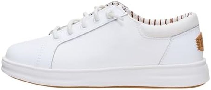 HEYDUDE Youth Paul Pro Classic, White Size 1 | Lightweight Kids Casual Sneaker with Classic Faux Leather Details for Everyday Comfort