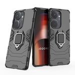 CEDO Rugged iQOO Neo 9 Pro (5G) Defender Case | Rotating Ring Holder & Kickstand in-Built | Military Grade Armor | Bumper Back Cover (Black)