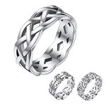 Bestyle Stainless Steel 7mm Celtic Trinity Rings Love Statement Couple Ring for Women Men Eternity Ring for Promise Engagement Wedding Valentines Day, Chunky Thumb Ring Size 14