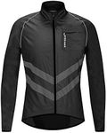 WOSAWE Men's High Visibility Cycling Wind Breaker Light Pocketable Biking Jacket, Black Large