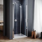 ELEGANT 900mm Bifold Shower Door Frameless Shower Enclosure Reversible Folding Bathroom Glass Cubicle Door