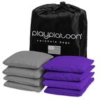 Weather Resistant Cornhole Bean Bags Set of 8 - Regulation Size & Weight - 4 Purple & 4 Gray Corn Hole Bags