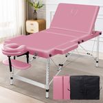 ALFORDSON Massage Table Folding Massage Bed Adjustable 75cm Wide Portable Therapy Table Lift Up SPA Bed, Pink