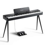 Donner OURA S100 Home Digital Piano with 88 Key Graded Hammer Weighted Keyboard for Beginner, Boasts Bluetooth, 3 Original MIDI Demos, Local Off Function, 2 * 10 W, USB-MIDI, Piano Three Pedal, Black
