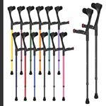 Ossenberg Comfort Grip Open Cuff Crutches – Textured Black - Pair | Height Adjustable Elbow Walking Crutches for Men Women Adults Arthritis Soft Comfy Handle Forearm Ergonomic Injury Recovery