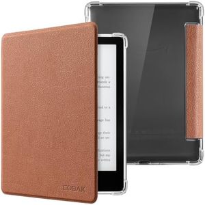CoBak Case for Kindle Paperwhite (6.8" 11th Generation 2021 Released) & Paperwhite Signature Edition- New PU Leather Cover and Clear Soft Silicone Back Cover with Auto Sleep Wake Feature
