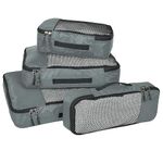 FATMUG fabric Packing Cubes/Travel Pouch Bag Organiser - Set Of 4 (Large, Medium, Small And Slim) - Grey