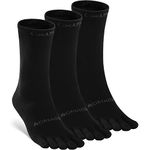 AoMagic Men Women Crew Toe Socks for Hiking Running, Athletic Finger Socks Soft Comfortable Breathable, Black-3 Pairs, Medium