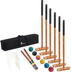 Pointyard 35" Six Player Croquet Set, Deluxe [Annatto Retro Style] Croquet Set with Wooden Mallets/Colored Ball/Wickets/Stakes for Adults/Teens/Family-Perfect for Lawn/Backyard Game/Park