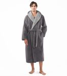 DAVID ARCHY Men's Bath Robe Luxury Soft Dressing Gown Ultra Soft Warm Collar Long Bathrobe Loungewear and Nightwear