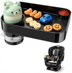 2PACK Car Seat Snack Tray for Kids, Square Cup Holder Tray for Road Trips | 2PACK Raised Rim Helps Contain Crumbs, Built-In Drink & Sauce Holders, Dishwasher Safe, Fits 2.8–3.3 in Cup Holders